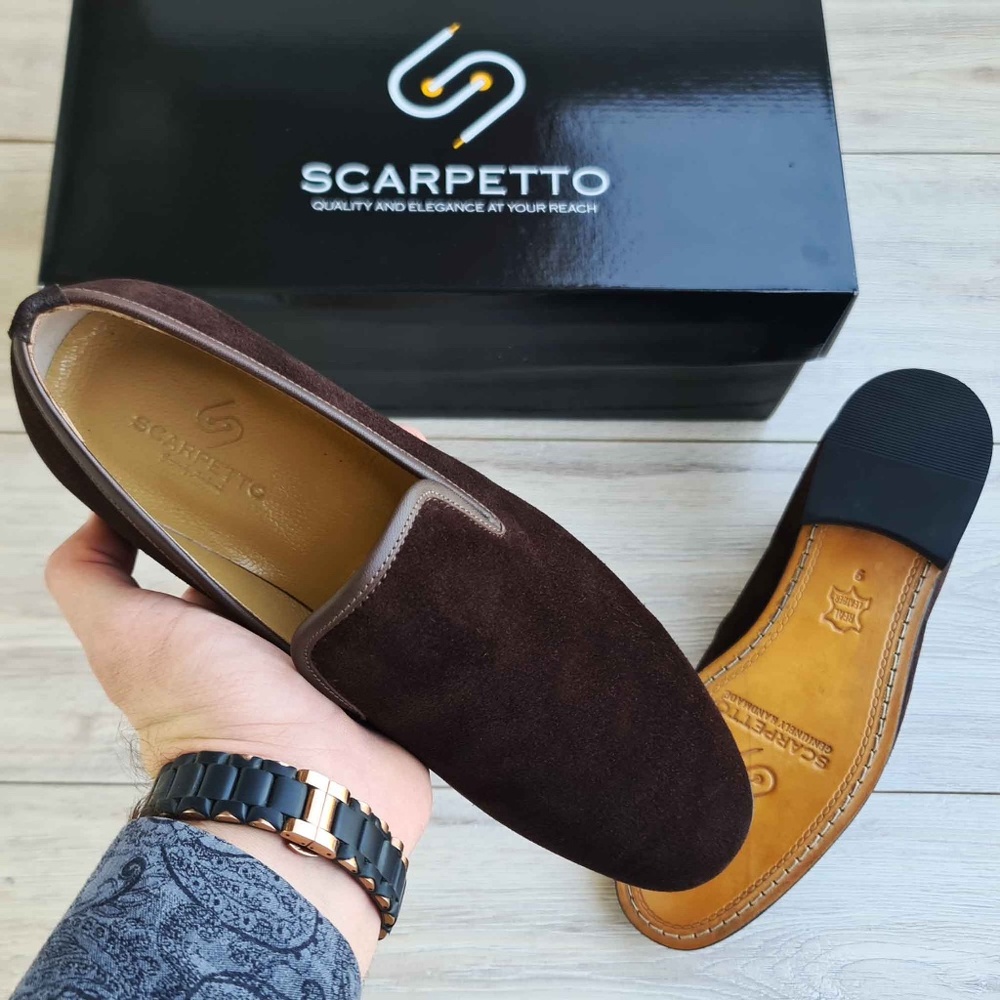 Suede Leather Loafer with Stitched - Picture 4 of 5
